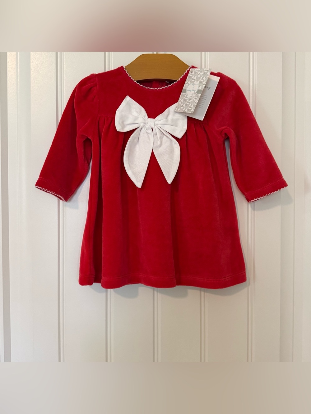 Kissy Kissy Chriscaper Red Velour Dress NWT  3–6M